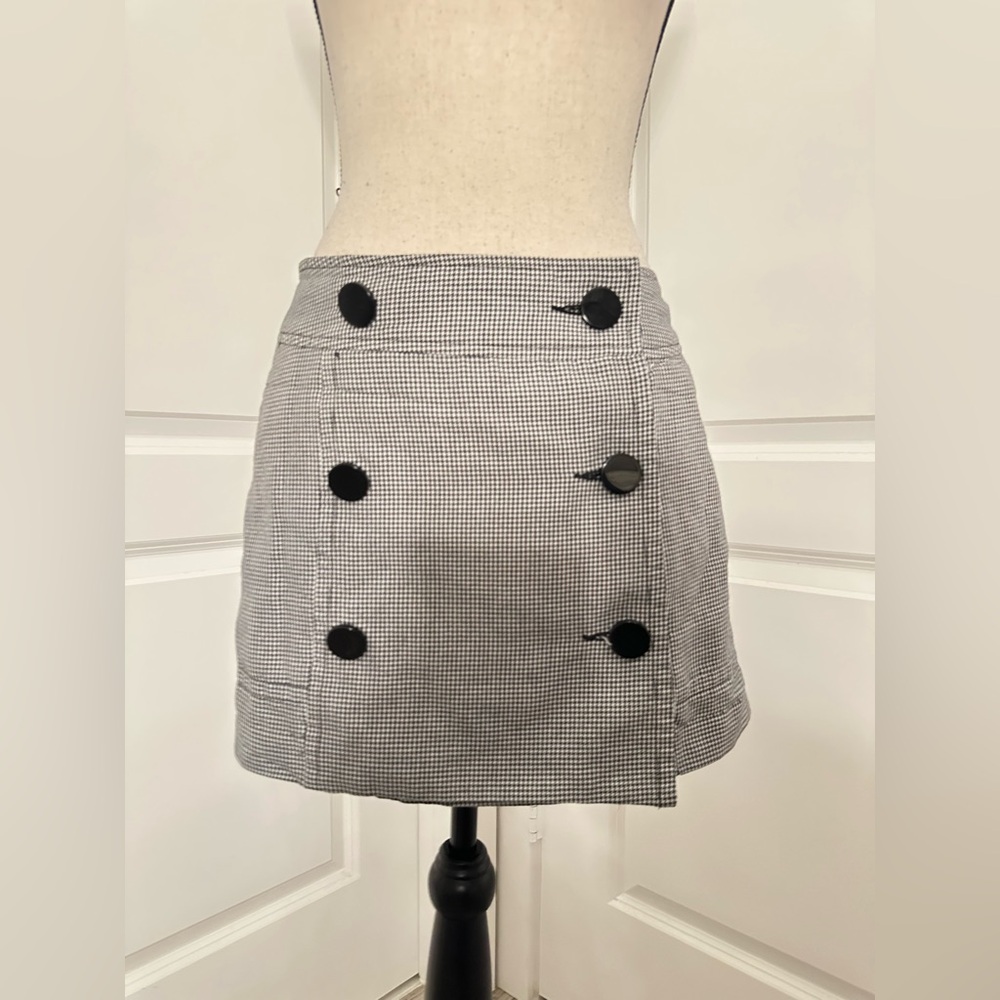 Ben Sherman Black White Gingham Mini Skirt Size XS | Button Front Y2K Preppy